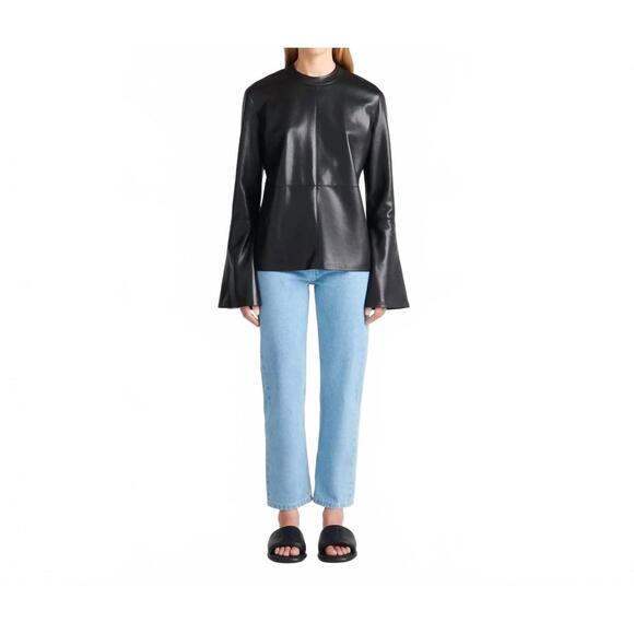 NEW NANUSHKA bolda alt-leather top in black